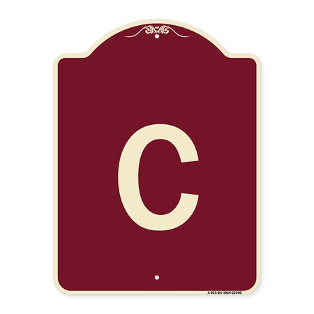 Signmission Designer Series Sign W/ Letter C, Burgundy Heavy-Gauge Aluminum Sign, 24" x 18", BU-1824-22960 A-DES-BU-1824-22960